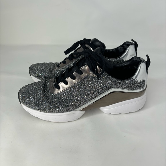 MICHAEL Michael Kors Jada Glitter Fabric Rhinestone Embellished Trainers Sneaker - Picture 6 of 10